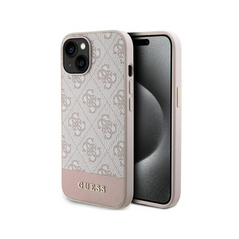 Zastitna maska (futrola) Guess Hc PC/TPU 4G Bottom Stripe - iPhone 15 roze (GUHCP15SG4GLPI).
