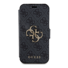Zastitna maska (futrola) Guess Bk Pu leather 4G Metal Logo - iPhone 15 Pro 6.1 siva (GUBKP15L4GMGGR).