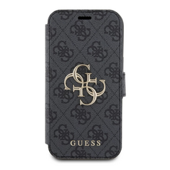 Zastitna maska (futrola) Guess Bk Pu leather 4G Metal Logo - iPhone 15 siva (GUBKP15S4GMGGR).