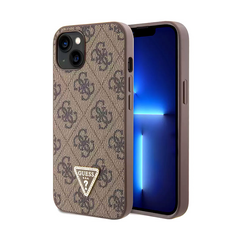 Zastitna maska (futrola) Guess Hc PU Leather 4G Triangle Strass - iPhone 15 braon (GUHCP15SP4TDPW).