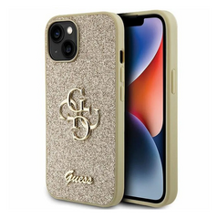 Zastitna maska (futrola) Guess Hc Fixed Glitter 4G Big Metal Logo - iPhone 15 zlatna (GUHCP15SHG4SGD).