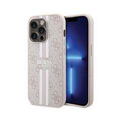 Zastitna maska (futrola) Guess Magsafe 4G Pu Printed Stripes - iPhone 15 Pro 6.1 roze (GUHMP15LP4RPSP).