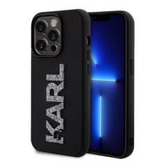 Zastitna maska (futrola) Karl Lagerfeld 3D Rubber Glitter Logo - iPhone 15 Pro Max 6.7 crna (KLHCP15X3DMBKCK).