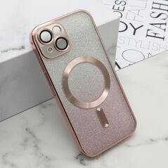 Zastitna maska (futrola) GLITTER MAGSAFE - iPhone 15 roze (MS).
