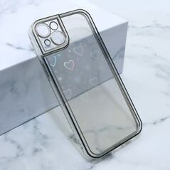 Zastitna maska (futrola) Heart IMD - iPhone 14 Plus srebrna (MS).