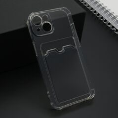 Zastitna maska (futrola) Transparent CARD POCKET - iPhone 15 siva (MS).