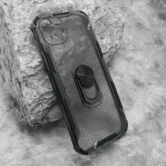 Zastitna maska (futrola) DEFENDER RING providna - iPhone 15 Plus crna (MS).