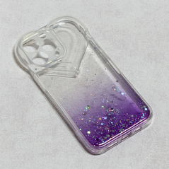 Zastitna maska (futrola) Heart Glitter - iPhone 13 Pro ljubicasta.