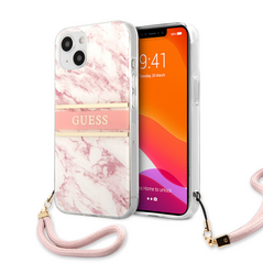 Zastitna maska (futrola) Guess Marble Strap - iPhone 13 roze (GUHCP13MKMABPI).