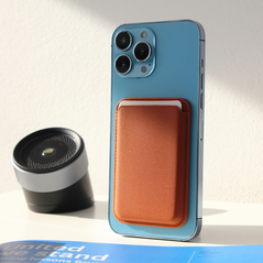 Zastitna maska (futrola) Leather Magsafe Pocket - iPhone 12 braon.