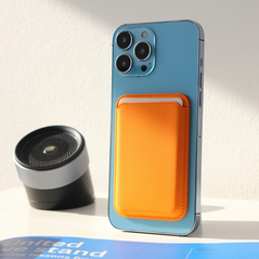 Zastitna maska (futrola) Leather Magsafe Pocket - iPhone 12 narandsta.