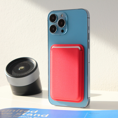 Zastitna maska (futrola) Leather Magsafe Pocket - iPhone 12 crvena.
