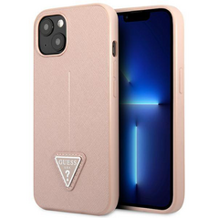 Zastitna maska (futrola) Guess Hc Saffiano PU Triangle - iPhone 14 pink (GUHCP14SPSATLP).