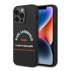 Zastitna maska (futrola) Karl Lagerfeld Hc Silicone RSG - iPhone 14 Pro crna (KLHCP14LSRSGHLK).