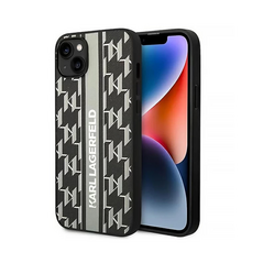 Zastitna maska (futrola) Karl Lagerfeld Hc Monogram stripe - iPhone 14 siva (KLHCP14SPGKLSKG).