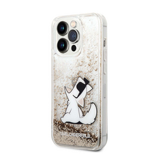 Zastitna maska (futrola) Karl Lagerfeld Hc Liquid Glitter Choupette - iPhone 14 Pro zlatna (KLHCP14LGCFD).