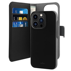 Zastitna maska (futrola) Puro novcanik 2u1 - iPhone 14 Pro Max 6.7 crna.