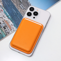 Zastitna maska (futrola) Leather Magsafe Pocket - iPhone 14 narandsta.