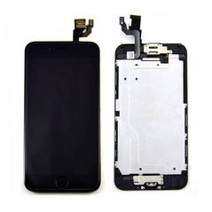 LCD displej (ekran) - Iphone 6G sa touchscreen crni OEM foxconn/staklo CHA+HOME dugme+zvucnik+prednja kamera.