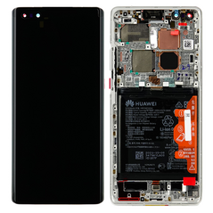 LCD displej (ekran) - Huawei Mate 40 Pro + touchscreen + baterija + okvir beli (white) Service Pack ORG/02353YXC.