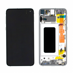 LCD displej (ekran) - Samsung G970/Galaxy S10e + touchscreen + okvir Prism beli (white) Service Pack ORG/GH82-18852B.