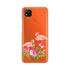 Zastitna ultra tanka (skin) maska / futrola PRINT - Xiaomi Redmi 9C/Redmi 10A Flamingo.