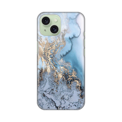Zastitna silikonska maska (futrola) PRINT - iPhone 15 Blue Gold Marble.