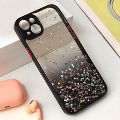 Zastitna maska (futrola) okvir Glitter - iPhone 15 Plus crna.
