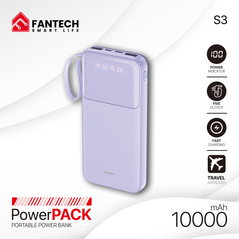 Univerzalna Back Up Baterija Prenosiva baterija Fantech S3 10000mAh, 10W ljubicasti.