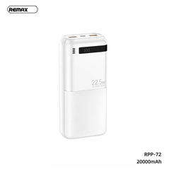 Univerzalna Back Up Baterija prenosiva baterija REMAX Piloteer Series RPP-72 20W+22.5W Fast Charging 20000mAh beli.