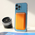 Zastitna maska (futrola) Leather Magsafe Pocket - iPhone 12 narandzasta.