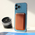 Zastitna maska (futrola) Leather Magsafe Pocket - iPhone 12 braon.