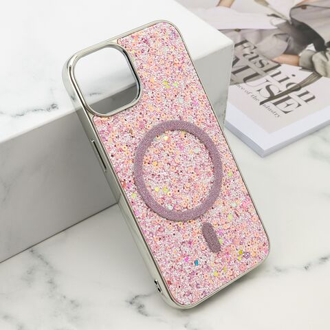 Futrole GLAM GLOW MagSafe - iPhone 13 (6.1) roze (MS).