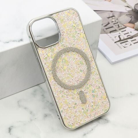 Futrole GLAM GLOW MagSafe - iPhone 15 siva (MS).