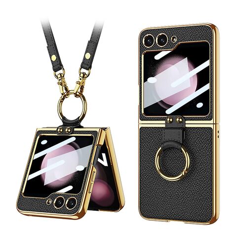 Zastitna maska (futrola) GOLD EDGE - Samsung F741B Galaxy Z Flip 6 5G crna (GKK case) (MS).