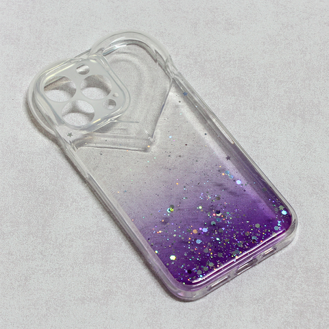 Zastitna maska (futrola) Heart Glitter - iPhone 13 Pro ljubicasta.