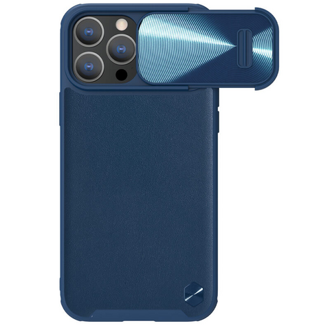 Zastitna maska (futrola) Nillkin CamShield Leather S - iPhone 14 Pro plava.
