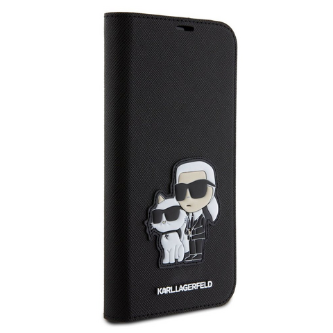Zastitna maska (futrola) Karl Lagerfeld Saffiano BP Nft Karl&Choupette - iPhone 15 Pro Max 6.7 crna (KLBKP15XSANKCPK).