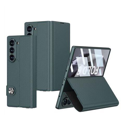 Zastitna maska (futrola) LEATHER - Samsung Galaxy Z Fold 6 5G zelena (GKK case) (MS).