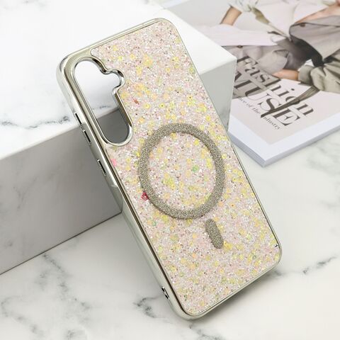 Zastitna maska (futrola) GLAM GLOW MagSafe - Samsung A556 Galaxy A55 5G zlatna (MS).