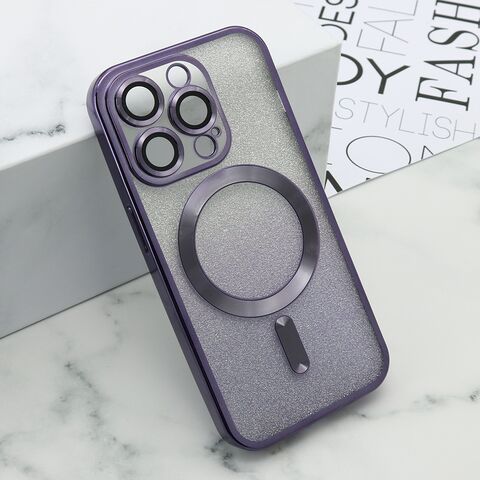 Zastitna maska (futrola) GLITTER MAGSAFE - iPhone 15 Pro (6.1) ljubicasta (MS).