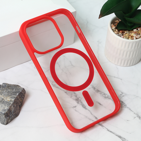 Zastitna maska (futrola) Magsafe okvir Color - iPhone 15 Pro 6.1 crvena.