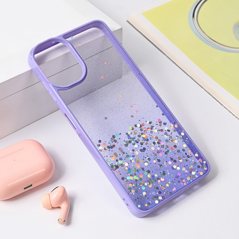 Zastitna maska (futrola) okvir Glitter - Samsung A065F Galaxy A06 ljubicasta.