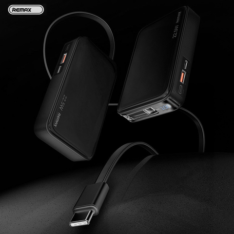 Univerzalna Back Up Baterija prenosiva baterija REMAX FCP-25 Fast Charging 22.5W(teleskopski kabl) Type-C 10000mAh crni.