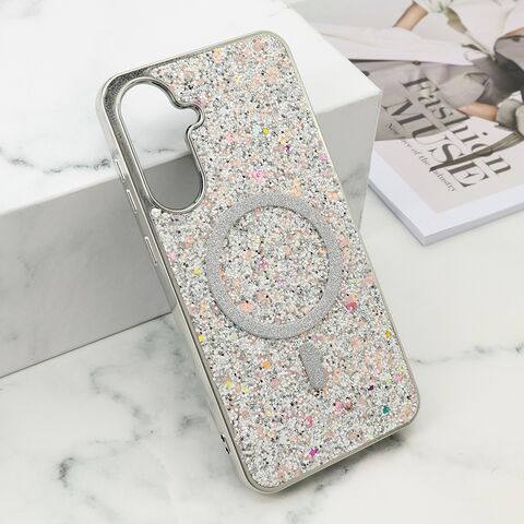 Zastitna maska (futrola) GLAM GLOW MagSafe - Samsung A366 Galaxy A36 5G srebrna (MS).