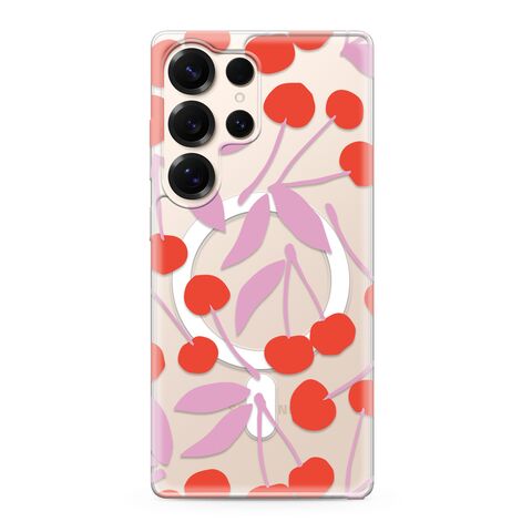 Zastitna maska (futrola) silikonska print MagSafe - Samsung S938 Galaxy S25 Ultra 5G cherry (MS).