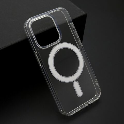 Zastitna maska (futrola) STANDARD MagSafe (sa IC) - iPhone 15 Pro (6.1) providna (bela) (MS).