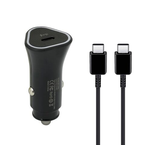 Auto punjac 25W Type-C ulaz sa Type-C na Type-C kablom crni (MS).