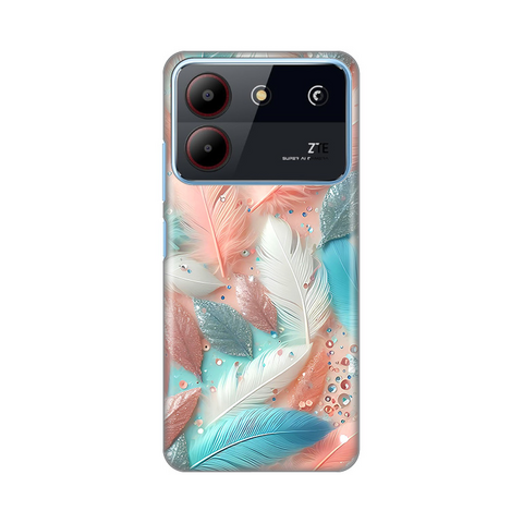 Zastitna silikonska maska (futrola) PRINT - ZTE Blade A54 Pastel Feathers.