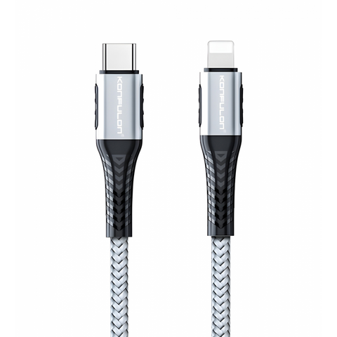 Data kabl KONFULON DC35 PD 20W Super Fast Charge Type C na lighting sivi 1m.